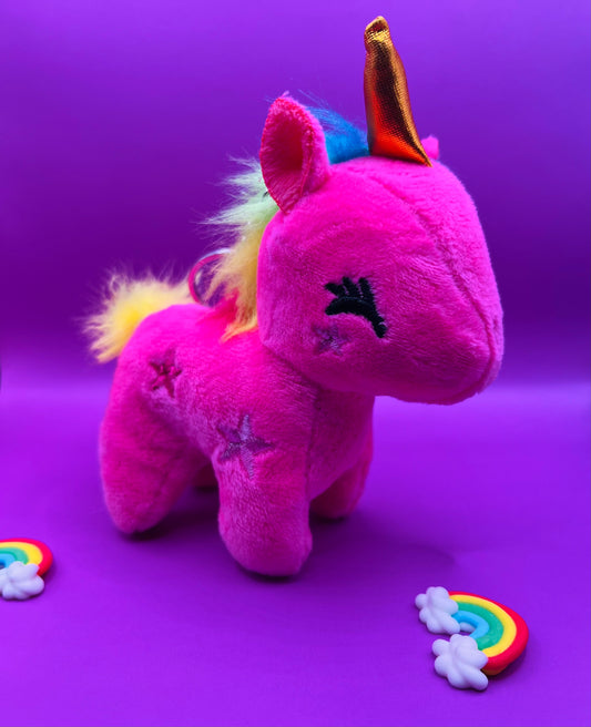 'Heiress' Hot Pink Mini Plush Unicorn Keychain